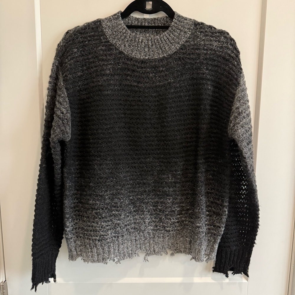 Maude Vivante Black Gray Ombré Crewneck Knit Sweater Women’s Small